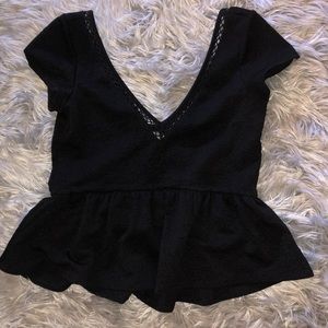 Black Free People Peplum Shirt